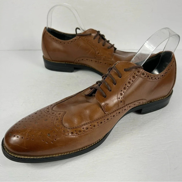 Stacy Adams GARRISON 24916-221 Mens Cognac Tan Leather Oxford Dress Shoes 12 - Picture 5 of 9